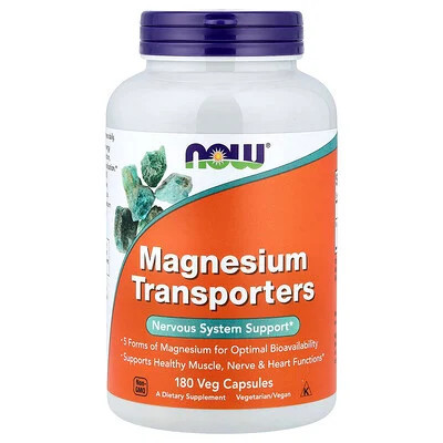 NOW Foods, Magnesium Transporters, 120 mg, 180 Veg Capsules | iHerb