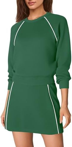 Nirovien Womens 2 Piece Workout Sets Sweat Athletic Sets Activewear Skort Sets Active Crewneck Sw... | Amazon (US)