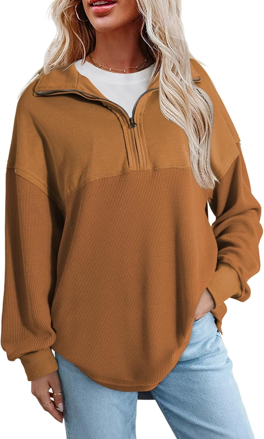 SHEWIN Women Fall Sweatshirt Casual Half Zip Pullover Fall Top 2026 Clothes | Amazon (US)