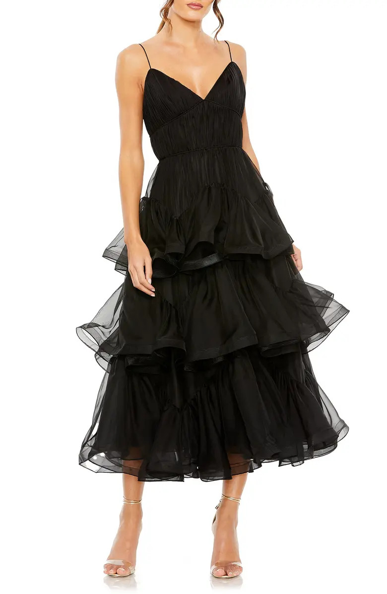 Mac Duggal Tulle Tiered Midi Dress | Nordstrom | Nordstrom