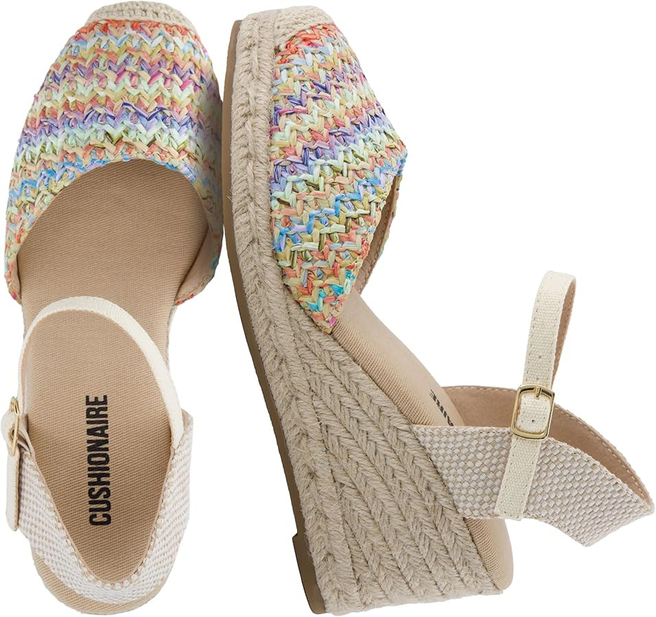 CUSHIONAIRE Tuti Platform Espadrilles for Women, Multicolor Woven Closed Toe Wedge Sandals with A... | Amazon (US)