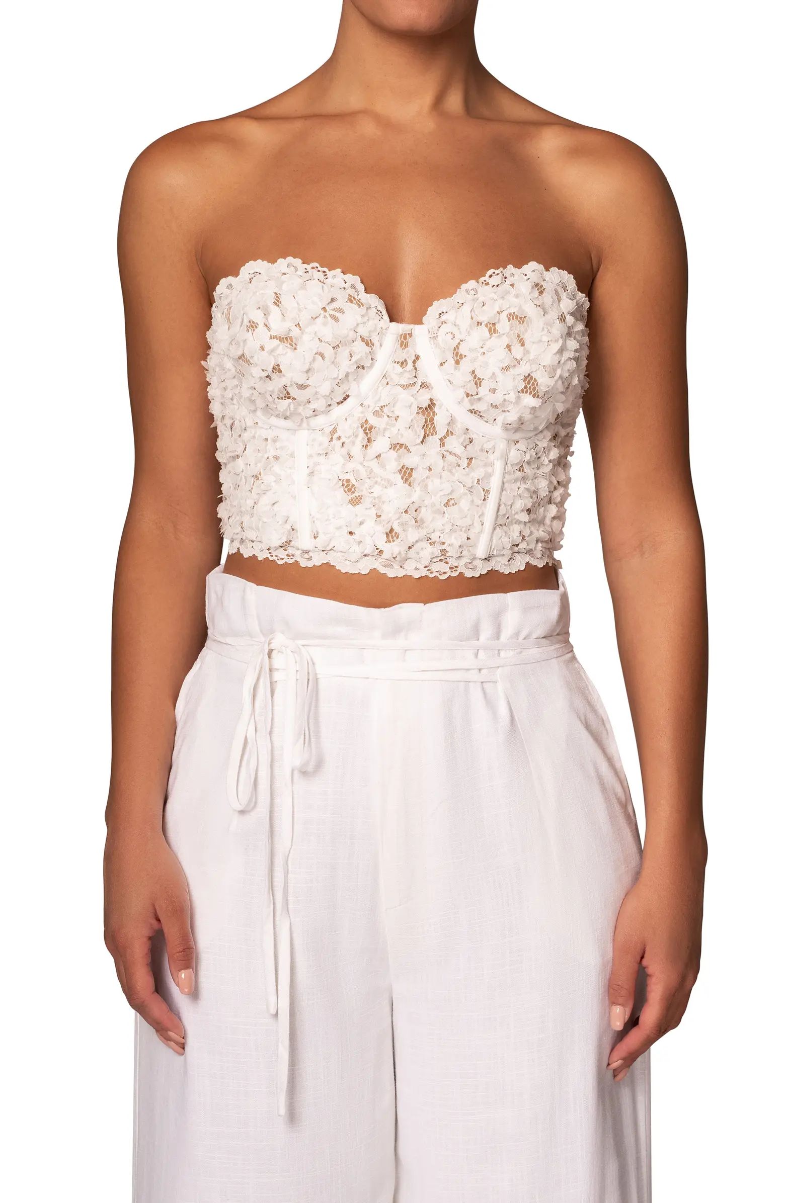 Yours Truly Strapless Lace Corset Top | Nordstrom