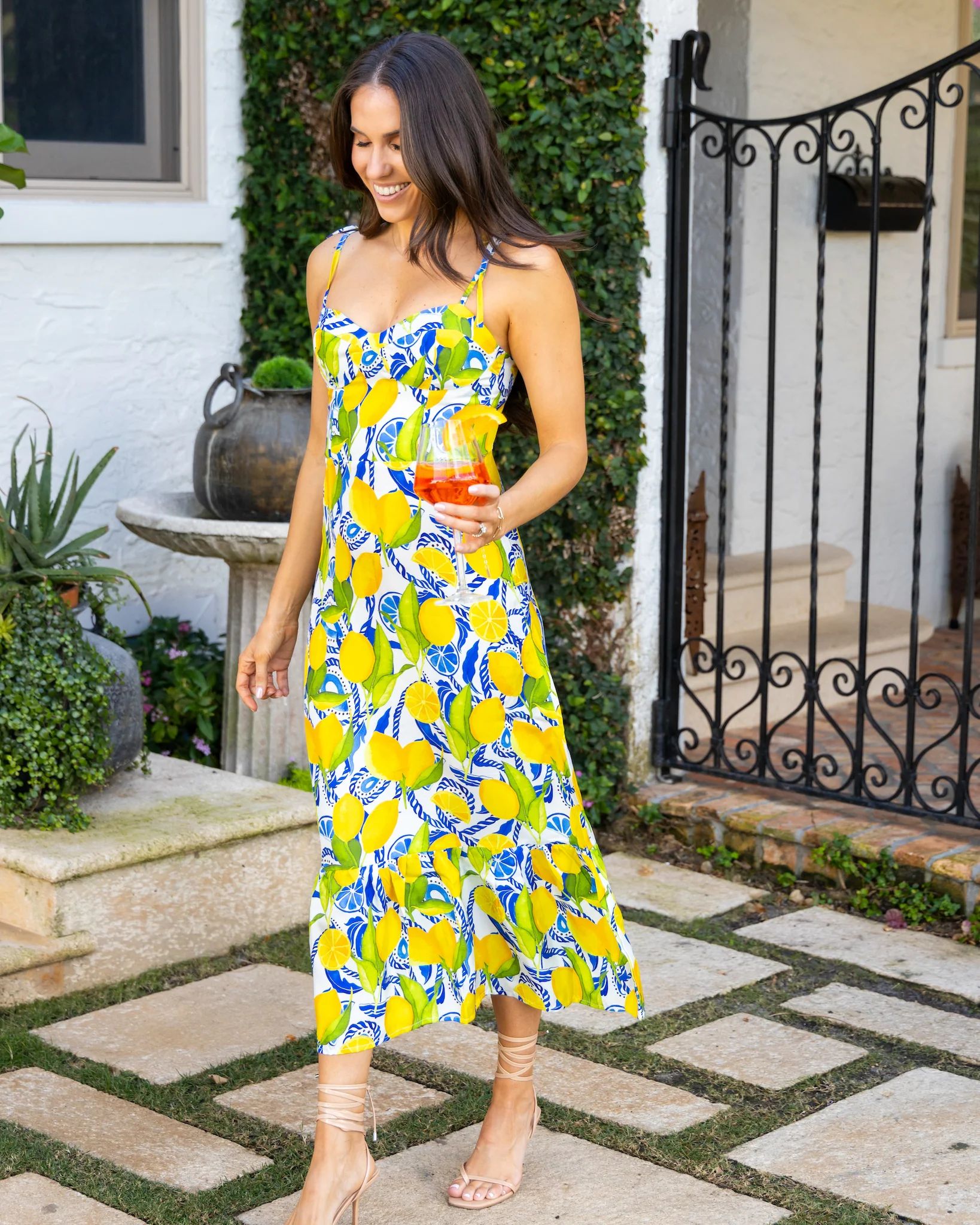 Women's Silk Sweetheart Lemon Dress - The Positano | Kenny Flowers
