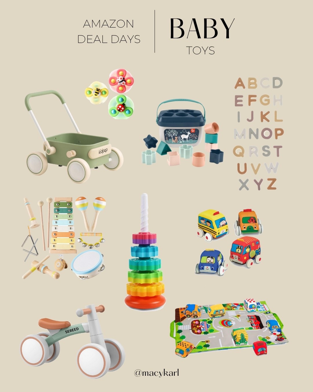 Stock up on toys for Christmas!

Baby push toy, baby spin travel toys, baby ABC magnets, baby kitchen toys, baby push cars, baby music toys, baby car mat, babies first bike 

#LTKSaleAlert #LTKBaby #LTKKids