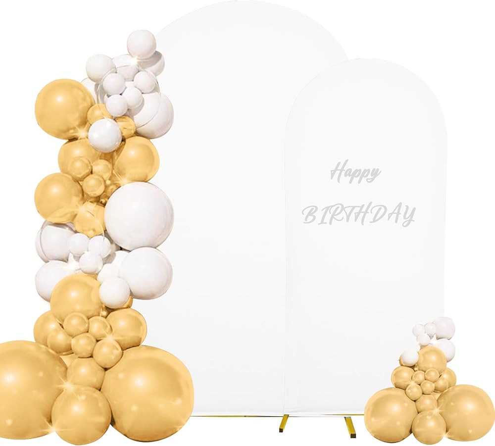 Set of 2 Wedding Arch Cover 2-Sided Round Top Spandex Fitted Arch Backdrop Cover for Birthday Par... | Amazon (US)