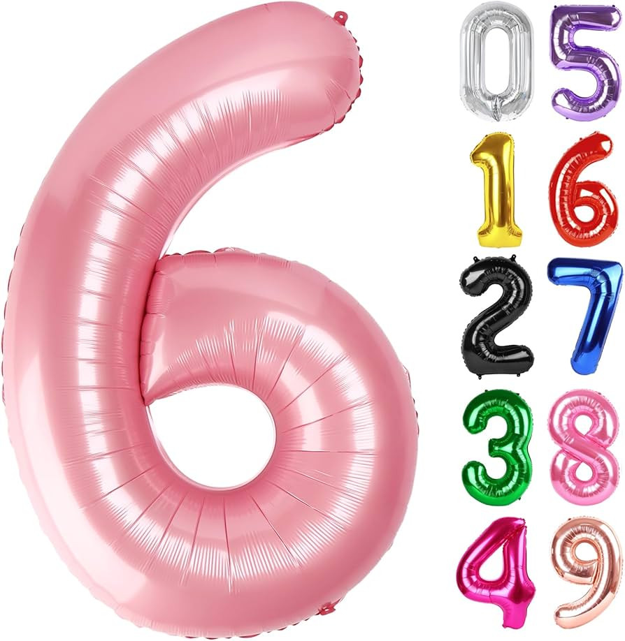 Pearlescent Pink Number 6 Balloon 40 Inch, 6th Birthday Party Decorations for Children, Giant 6 F... | Amazon (US)