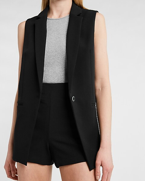 Supersoft Twill Sleeveless Blazer | Express
