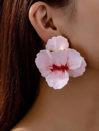 1 Pair Summer Romantic Enameled Colorful Flower Floral Statement Earring For Women | SHEIN