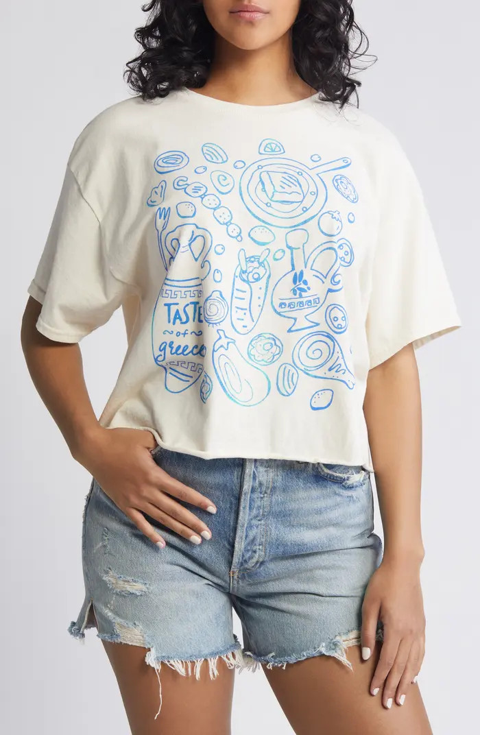 Greek Food Cotton Graphic Crop T-Shirt | Nordstrom