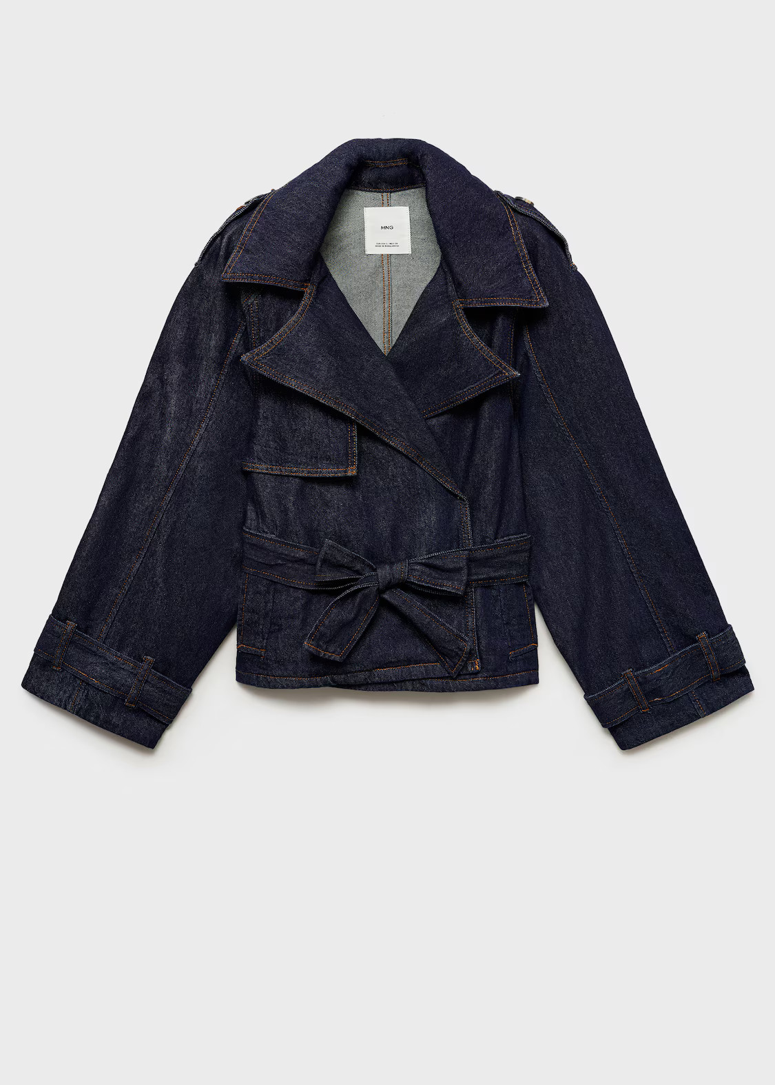 Short denim trench with belt - Women | MANGO United Kingdom | MANGO (UK)