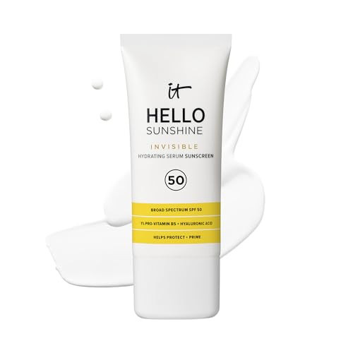 IT Cosmetics Hello Sunshine Invisible Sunscreen for Face SPF 50 - Sunscreen, Hydrating Serum & Makeup Primer - 1% Pro-Vitamin B5 & Hyaluronic Acid - HSA/FSA Eligible - No White Cast - 1.69 fl oz | Amazon (US)
