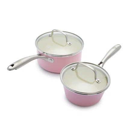 GreenLife GreenLife Artisan Healthy Ceramic Nonstick, 1L And 2L Saucepan Set, Stainless Steel Han... | Wayfair North America