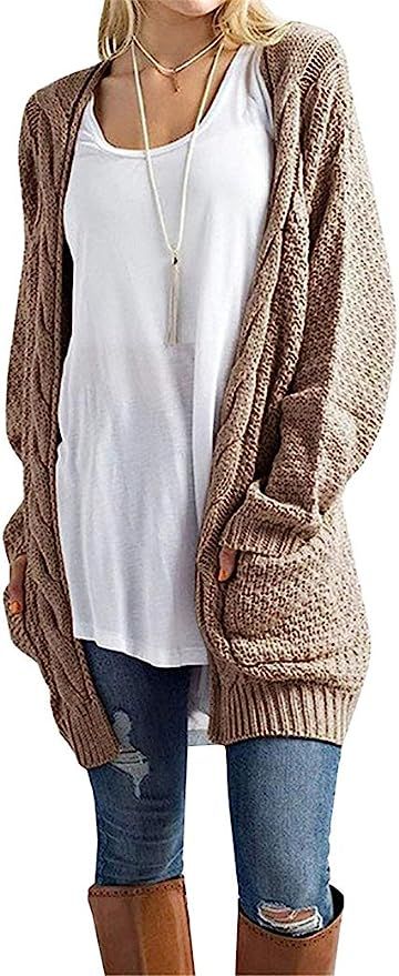Sherosa Women's Oversized Sweaters Cable Knit Open Front Chunky Cardigans Sweaters Boho Boyfriend... | Amazon (US)