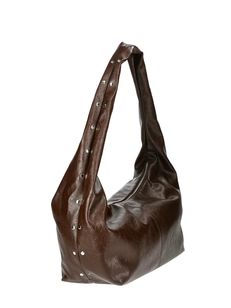 No Boundaries Women's Stud Hobo Bag, Chocolate | Walmart (US)