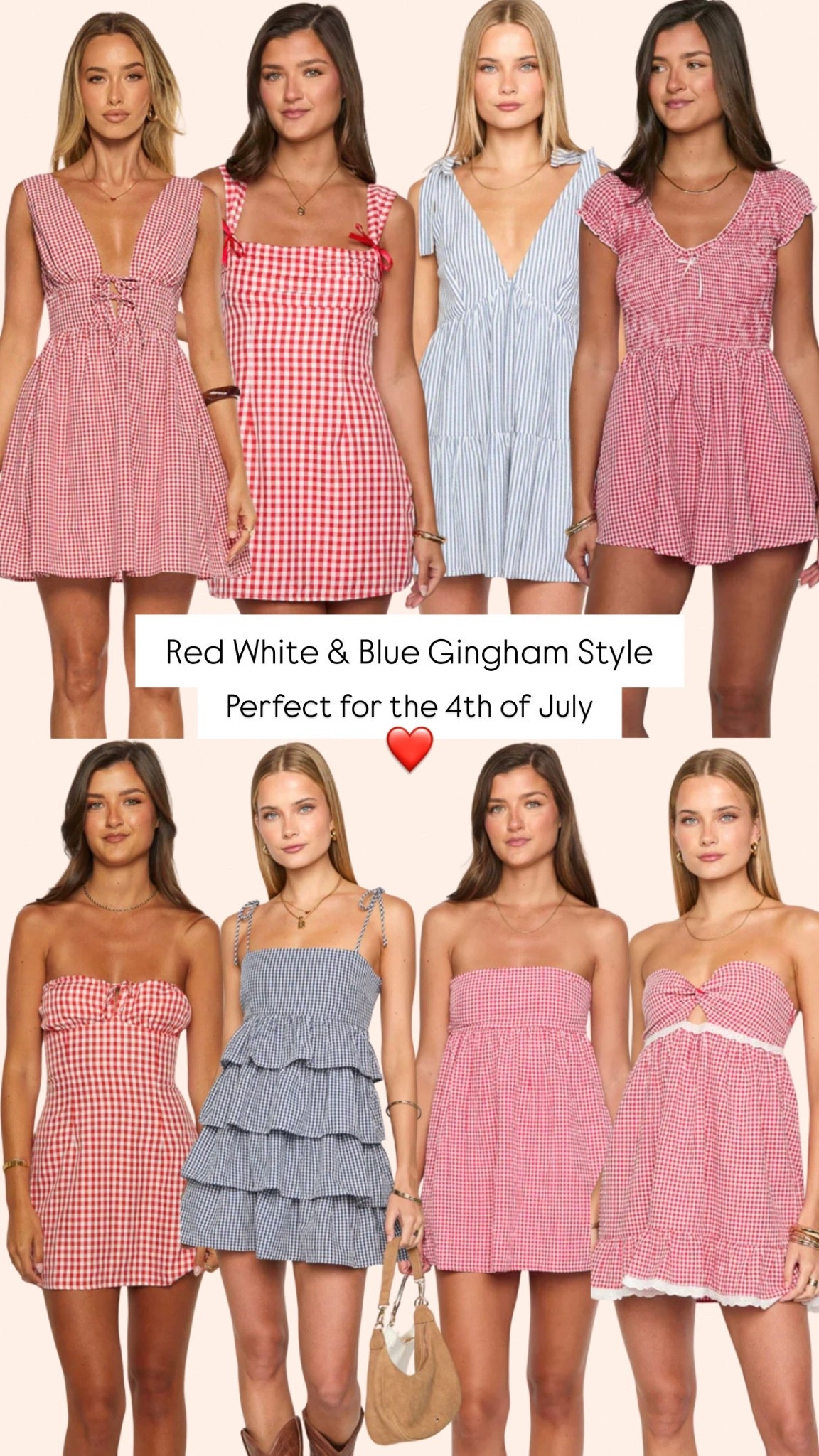 4th of July, summer outfits, red white and blue, gingham dress, summer dresses