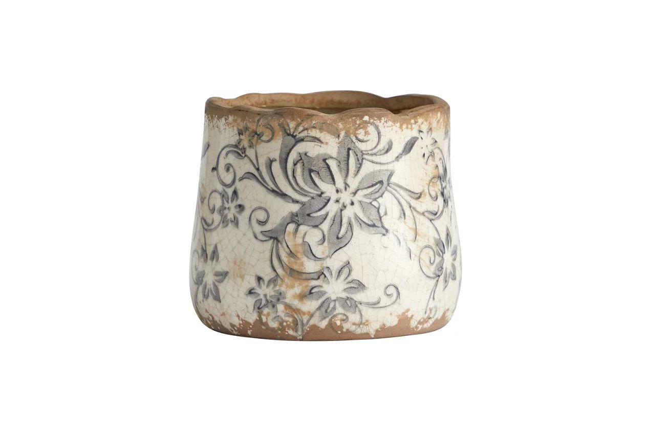 4.5” Tuscan Ceramic Gray Scroll Planter | Ashley | Ashley Homestore
