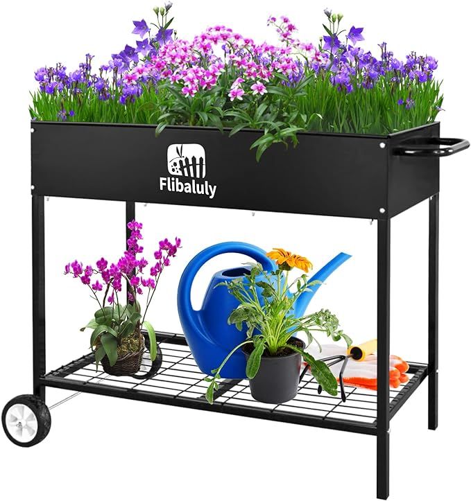 Raised Planter Box with Wheels Mobile Raised Garden Bed on Wheels Elevated Garden cart for Vegeta... | Amazon (US)