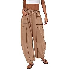 Nirovien Womens Barrel Sweatpants High Waisted Wide Leg Sweatpants Drawstring Lounge Baggy Pants ... | Amazon (US)