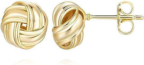 14K Gold Stud Earrings for Womens Stud Earrings Small Round Knot Earrings Studs Twisted Hypoaller... | Amazon (US)