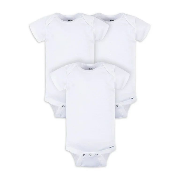 Gerber Baby Boy or Girl Unisex White Short Sleeve Cotton Bodysuit, 3-Pack, Sizes Preemie - 24 Mon... | Walmart (US)