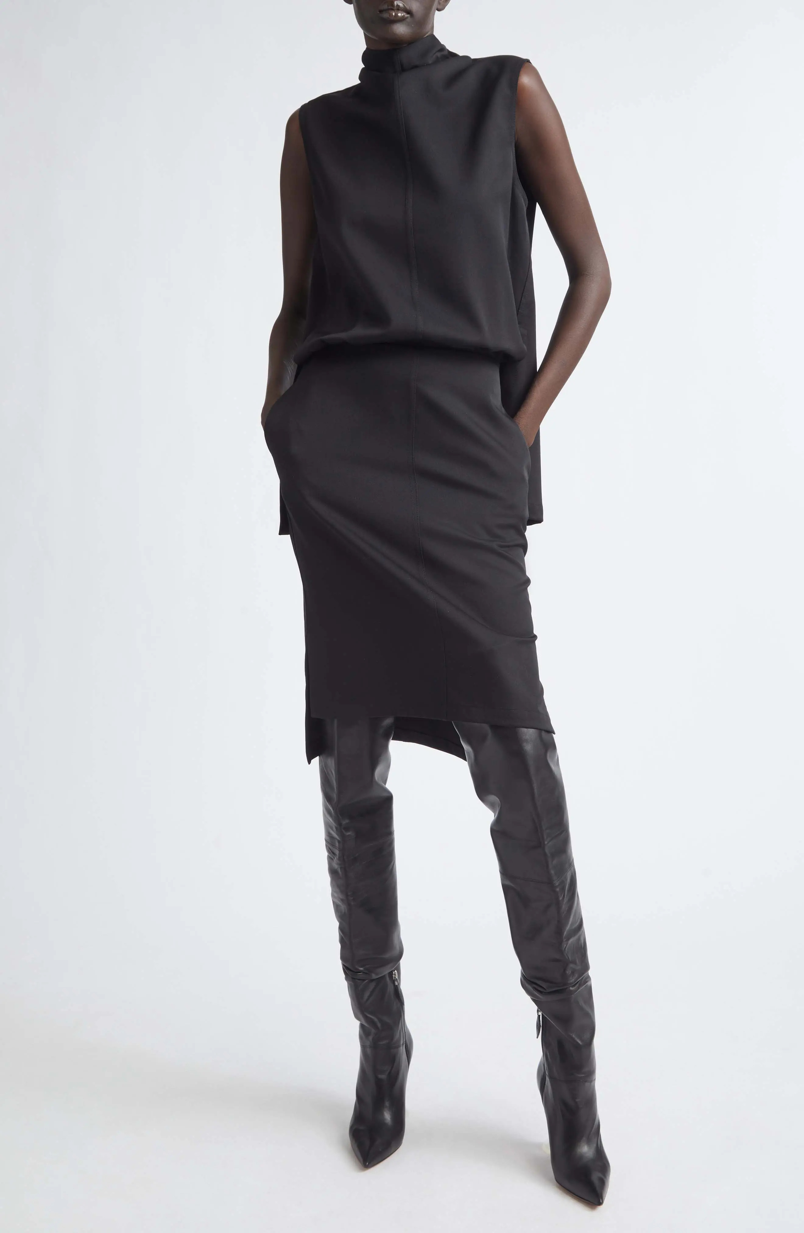 Brandon Maxwell Noa Mock Neck Sleeveless Blouson Dress (Women) | Nordstrom | Nordstrom