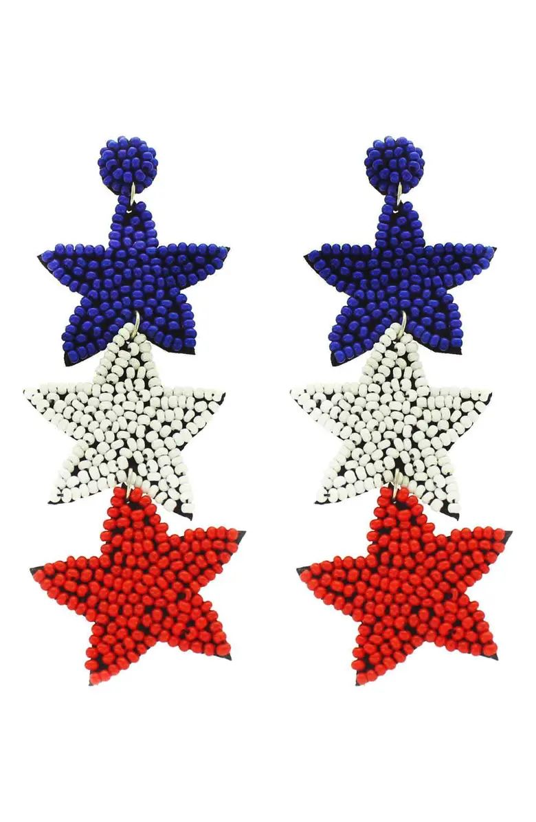 Red, White & Blue Beaded Star Drop Earrings | Nordstrom