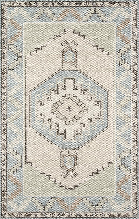Momeni Anatolia Wool and Nylon Area Rug 3'3" X 5' Light Blue | Amazon (US)