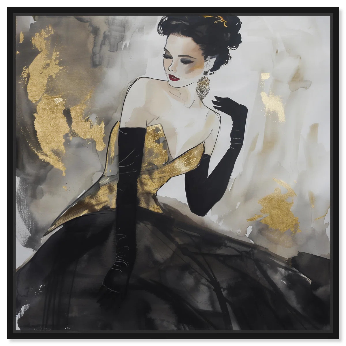 Steeped In Golden Glam Fashion Wall Art by Art Remedy | Wayfair North America
