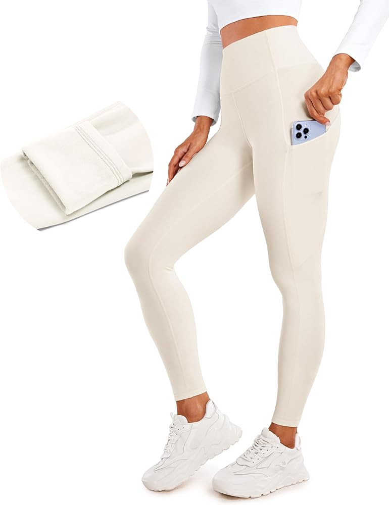 CRZ YOGA Thermal Fleece Lined Leggings Women 28'' - Winter Warm High Waisted Hiking Pants with Po... | Amazon (US)