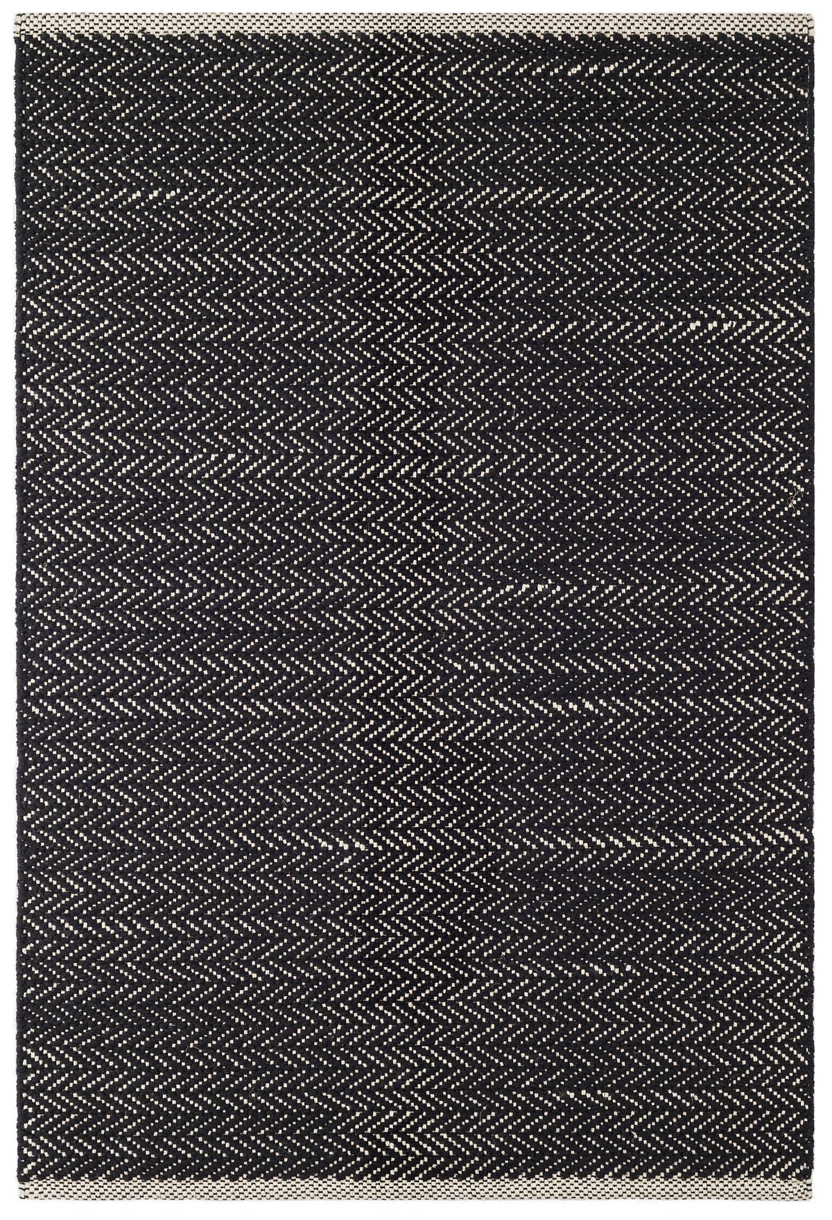 Herringbone Black Woven Cotton Rug | Annie Selke