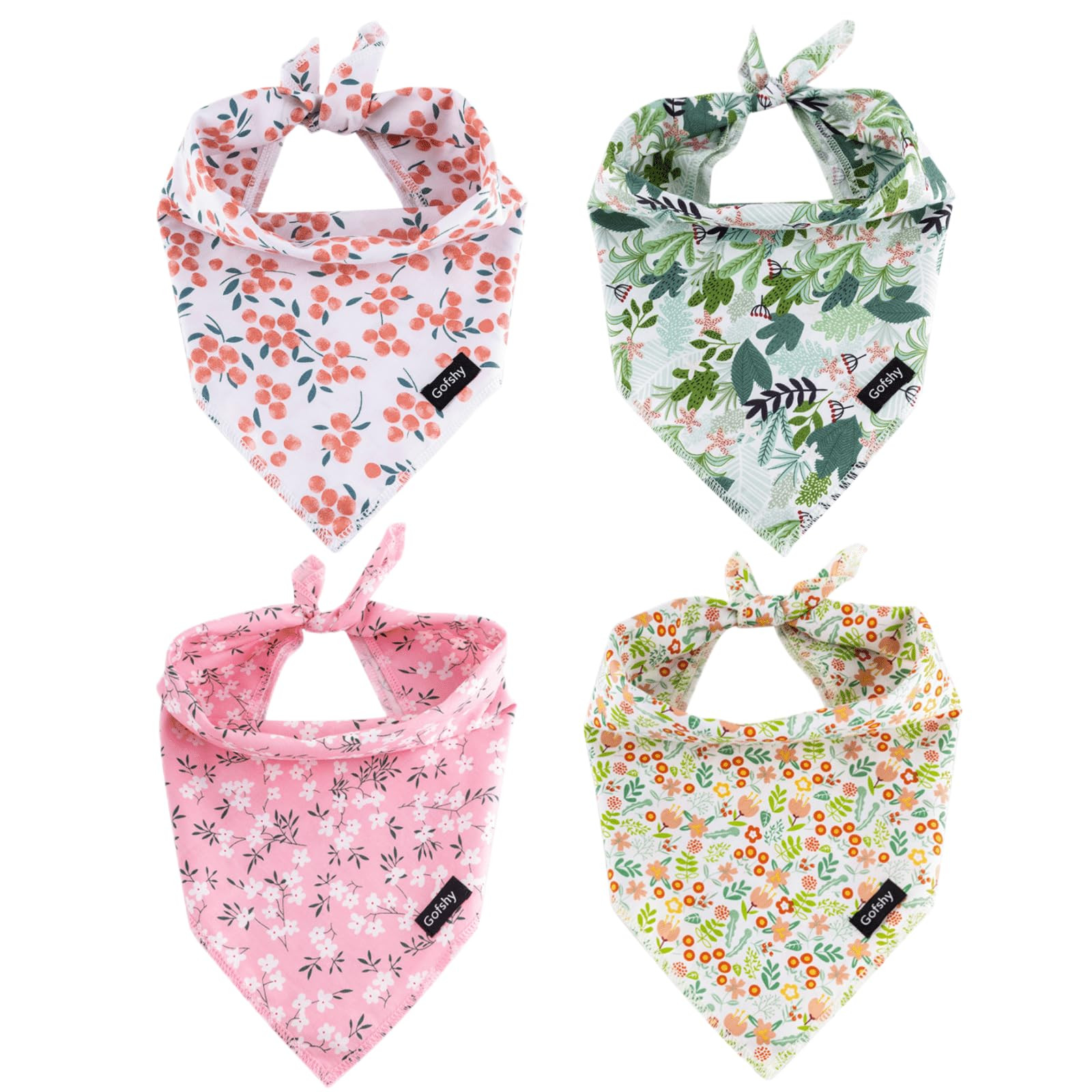 Summer Spring Dog Bandanas-4PCS Pink Green Orange Floral Printing Dog Scarf Bib Kerchief Breed fo... | Amazon (US)