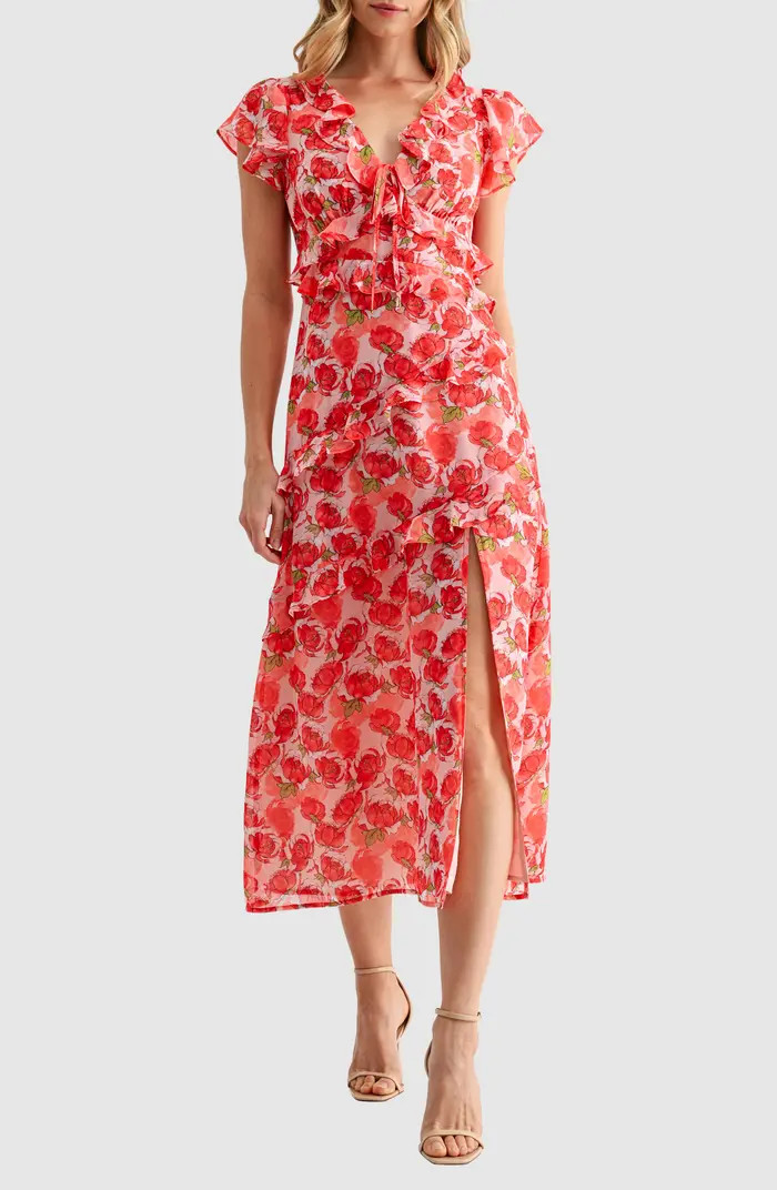 Lush Flutter Sleeve Ruffle Midi Dress | Nordstromrack | Nordstrom Rack