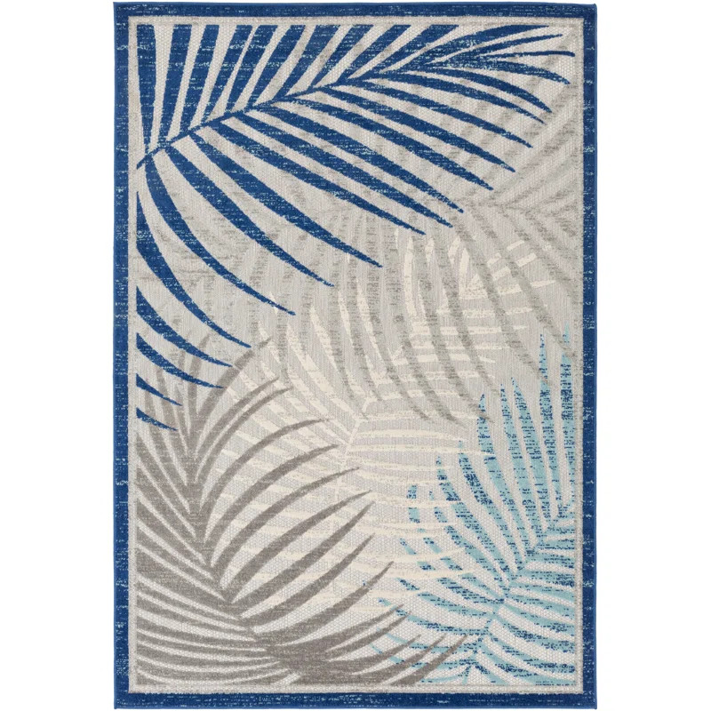 Cephas Floral Indoor / Outdoor Area Rug in Blue/Gray | Wayfair North America