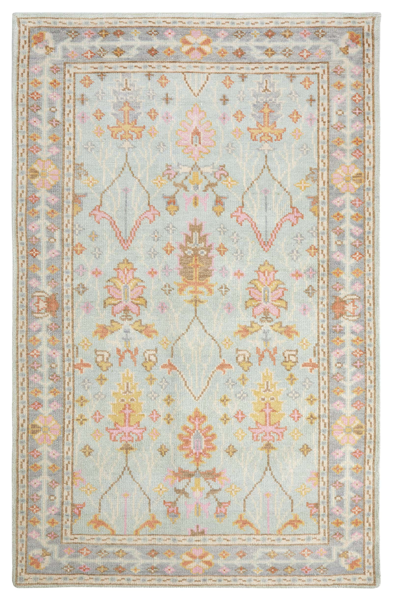 Mara Hand Knotted Wool Rug | Sky | Rugs USA