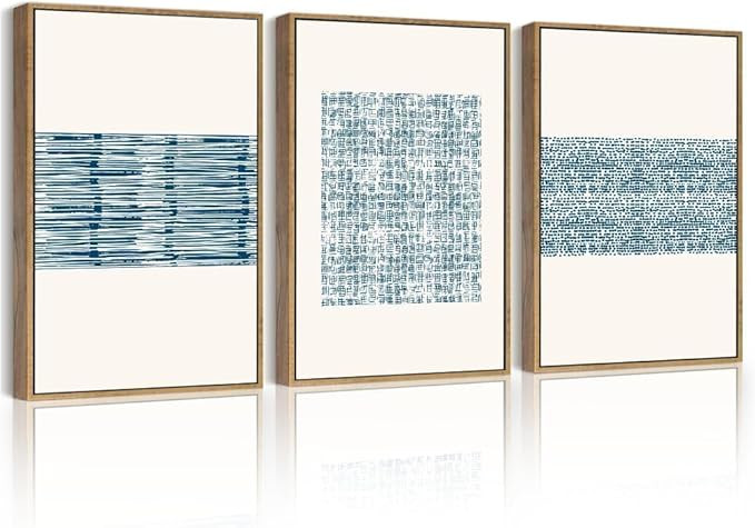 PHOPAGO Blue Abstract Framed Wall Art Modern Boho Neutral Line Wall Decor Bohemain Minimalist Geo... | Amazon (US)