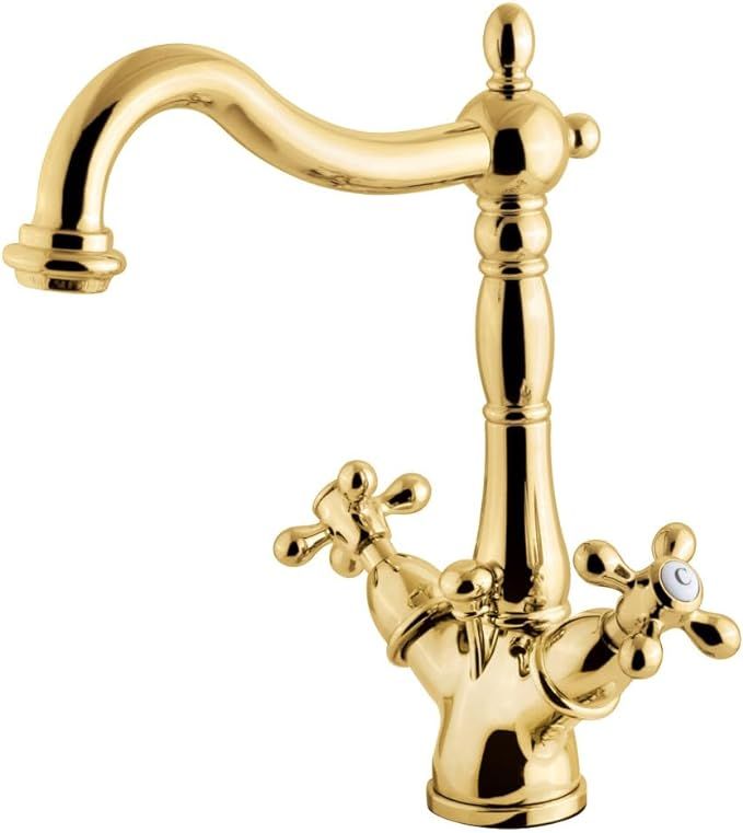 Kingston Brass KS1432AX 4-Inch Centerset Lavatory Faucet with Pop-Up, Polished Brass | Amazon (US)