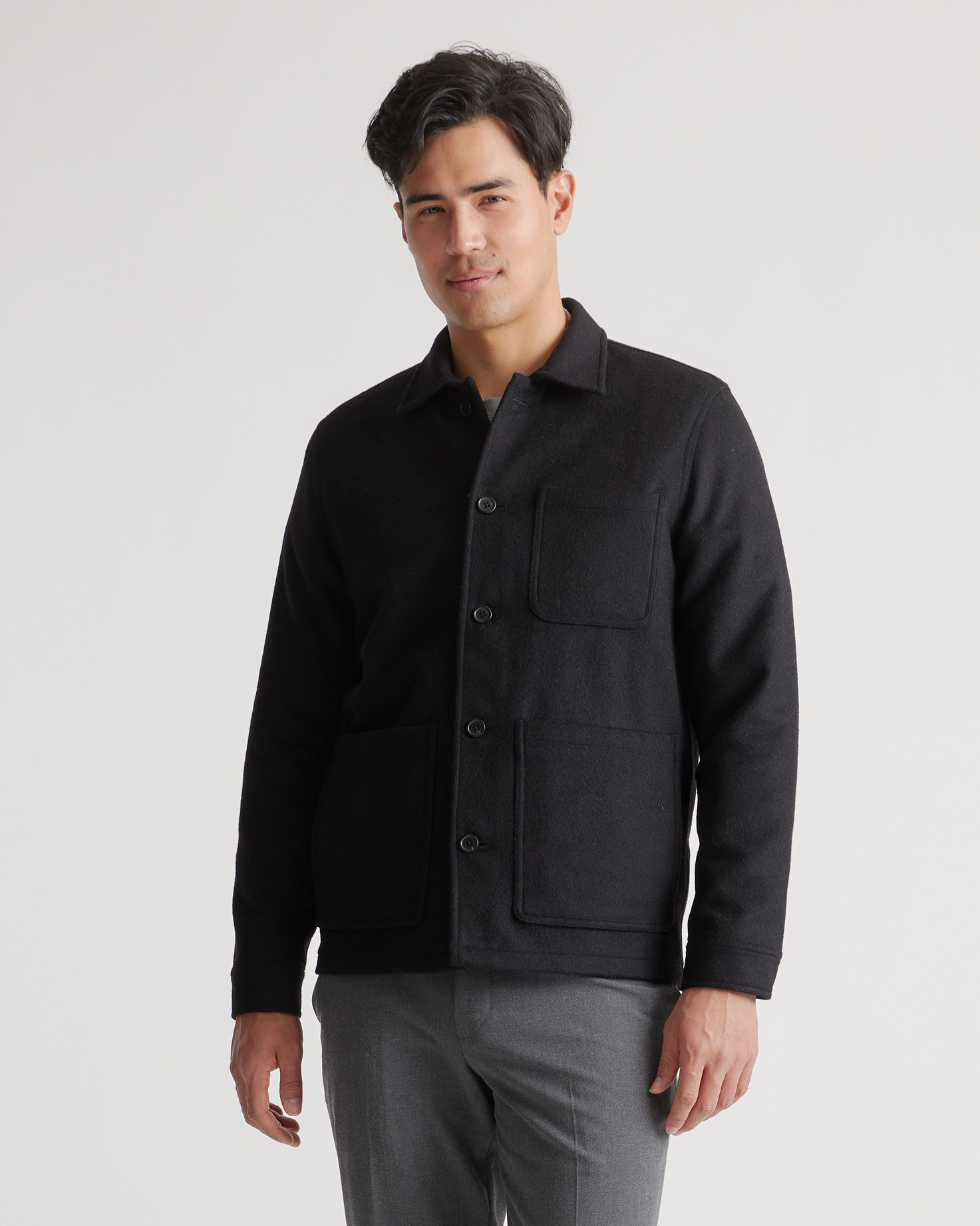 Quince | Men's Italian Wool Chore Jacket in Black, Size Medium, Wool/Nylon | Quince