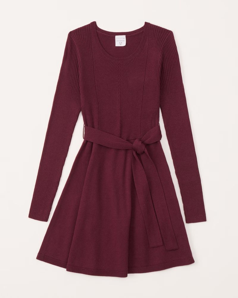 ribbed belted sweater dress | Abercrombie & Fitch (US)