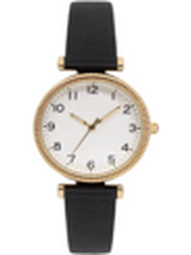 Time and Tru Women's Goldtone Round Case with Cognac PU Strap Wristwatch | Walmart (US)