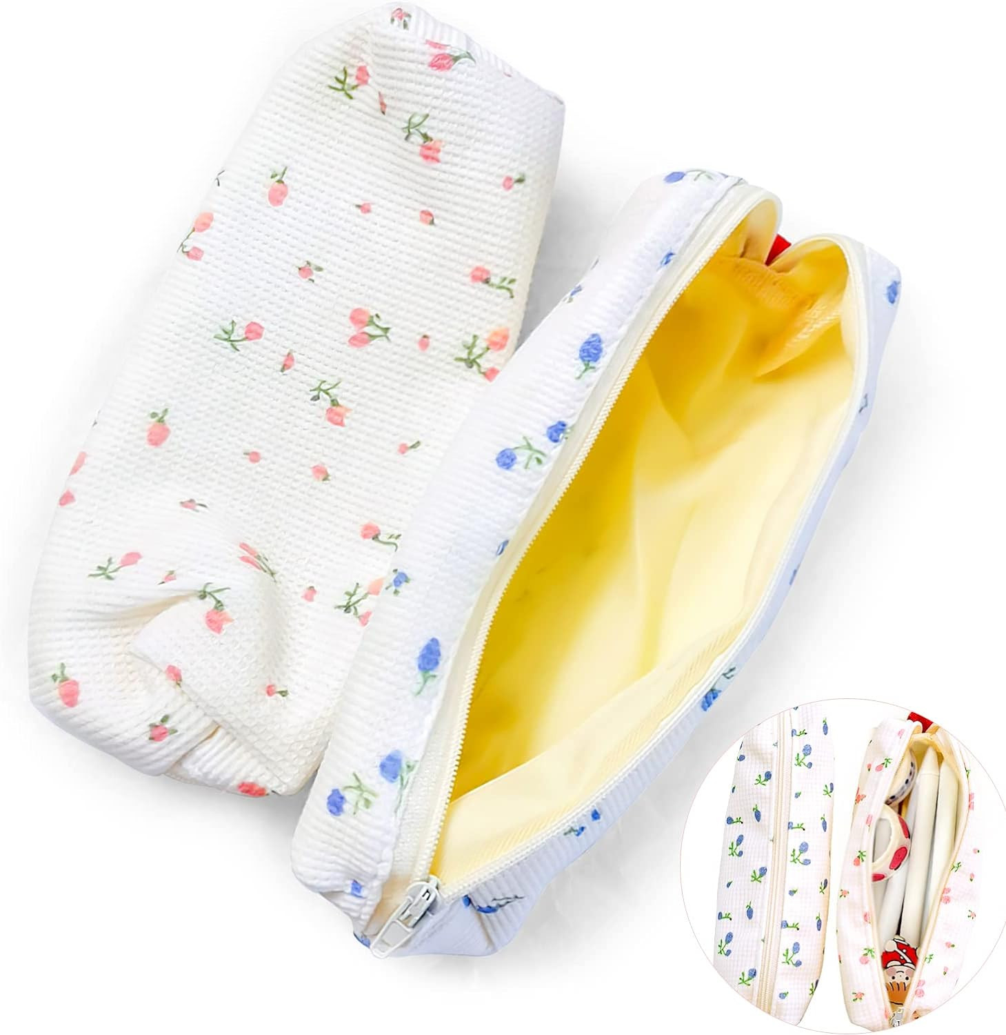 2 Pack Cute Floral Pencil Case, Kawaii Aesthetic Pencil Pouch, Stationery Cosmetic Makeup Bag For... | Amazon (US)