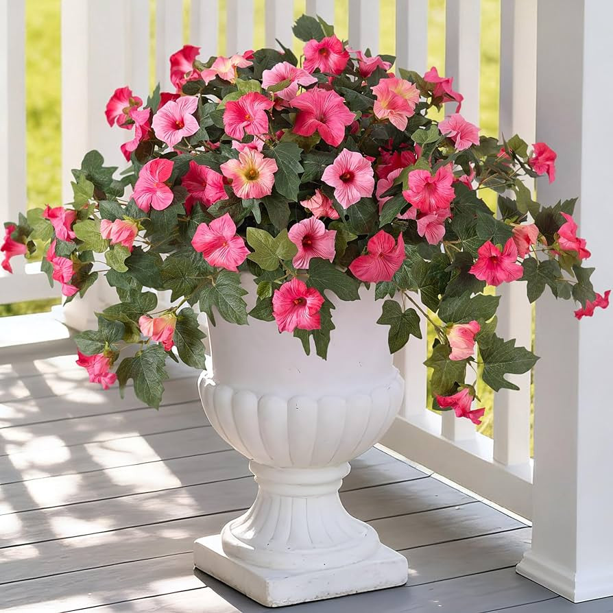 Artificial Fake Petunia Flowers for Outdoor Decoration, 2PCS Faux Silk Petunias Flower for Spring... | Amazon (US)