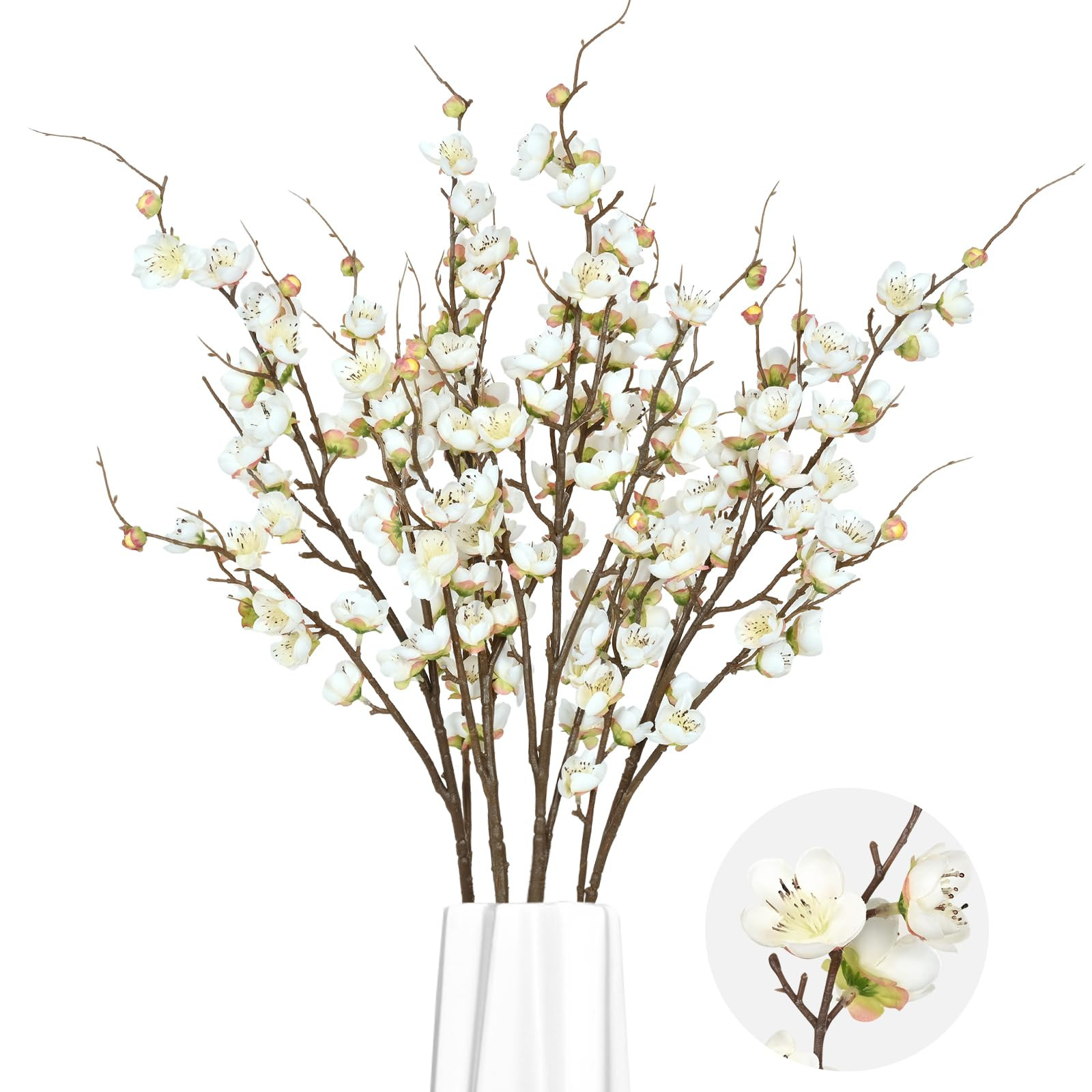 Waipfaru 4 Pcs Faux Cherry Blossom Branches, 36'' Cherry Blossom Tree Decor with Long Stems, Arti... | Amazon (US)