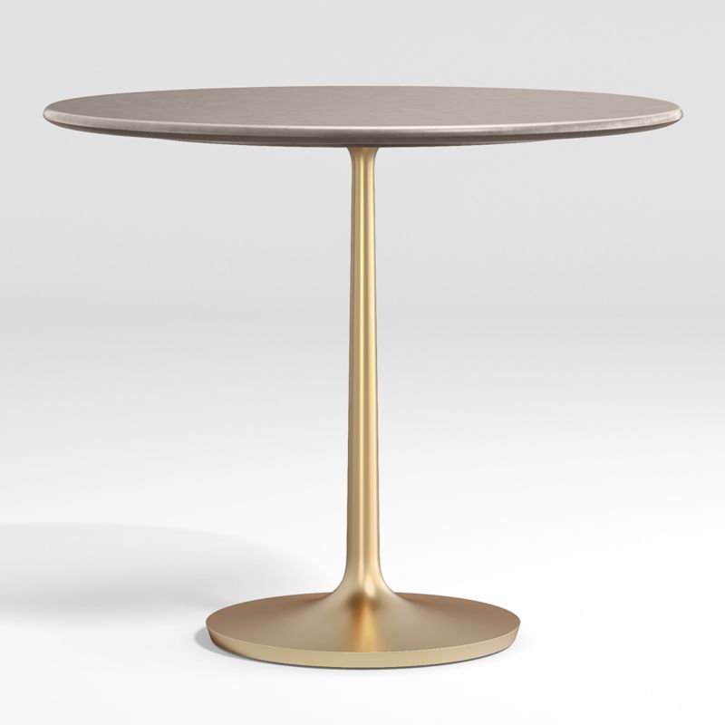 Nero 36" Concrete Dining Table with Brass Base + Reviews | Crate & Barrel | Crate & Barrel