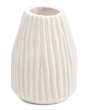 8in Wooden Ridged Vase | TJ Maxx