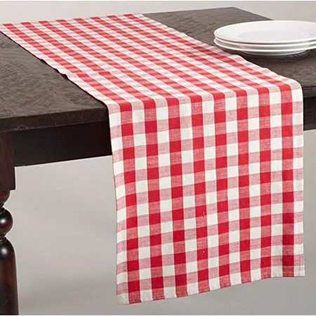 Gingham Plaid Cotton Table Runner (Red) | Walmart (US)