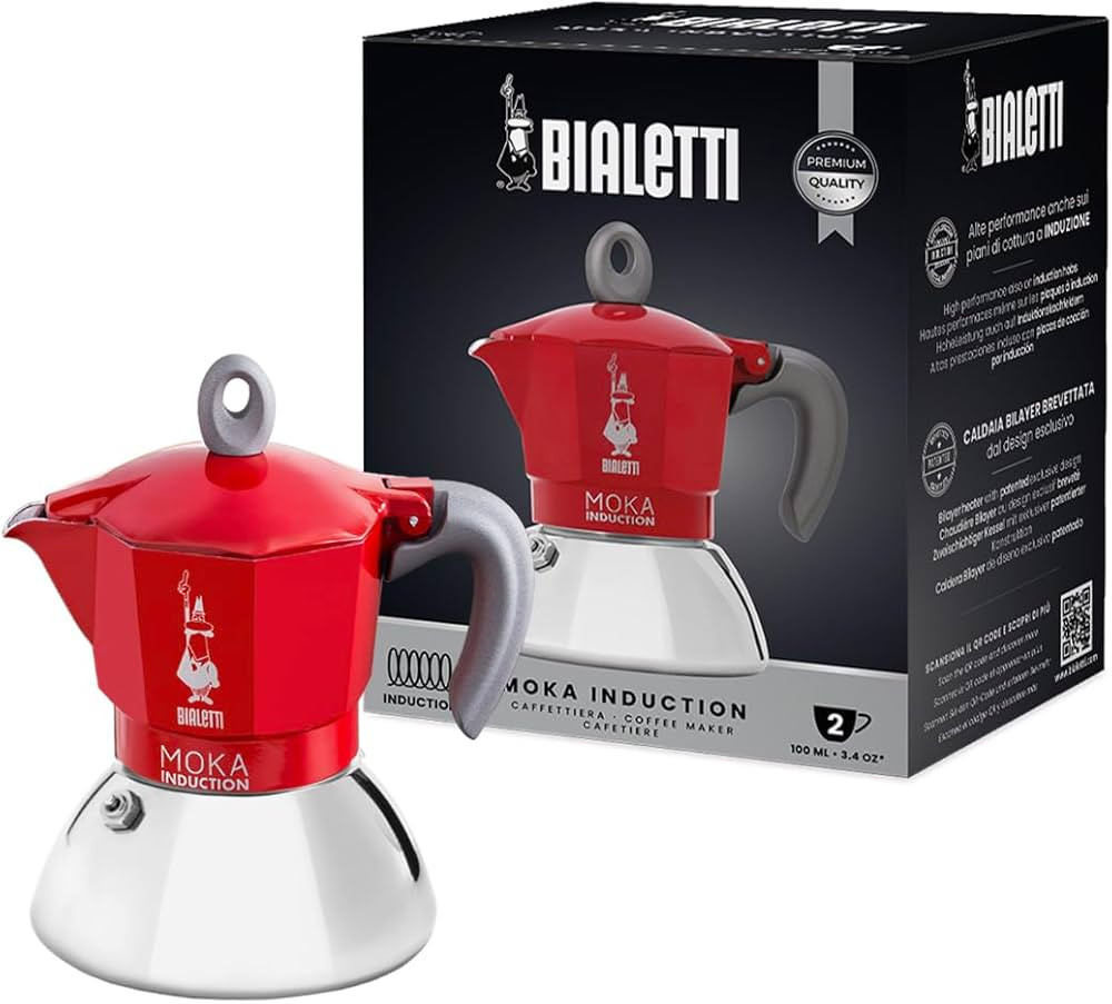 Bialetti - Moka Induction, Moka Pot, Suitable for all Types of Hobs, 2 Cups Espresso (2.8 Oz), Re... | Amazon (US)