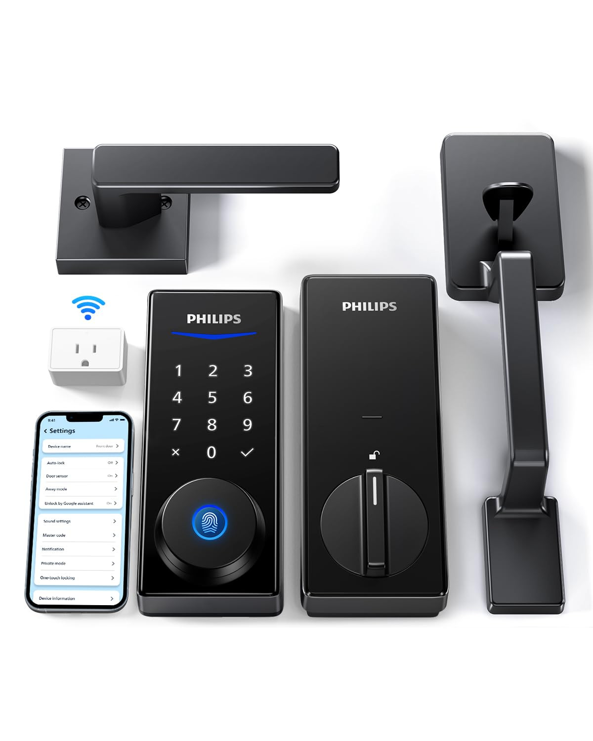 Philips Wi-Fi Smart Lock with Handle, Keyless Entry Keypad Door Lock with Handle, Front Door Dead... | Amazon (US)