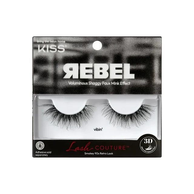 KISS Lash Couture Rebel Collection False Eyelashes Single Pack, vibin', 1 Pair | Walmart (US)