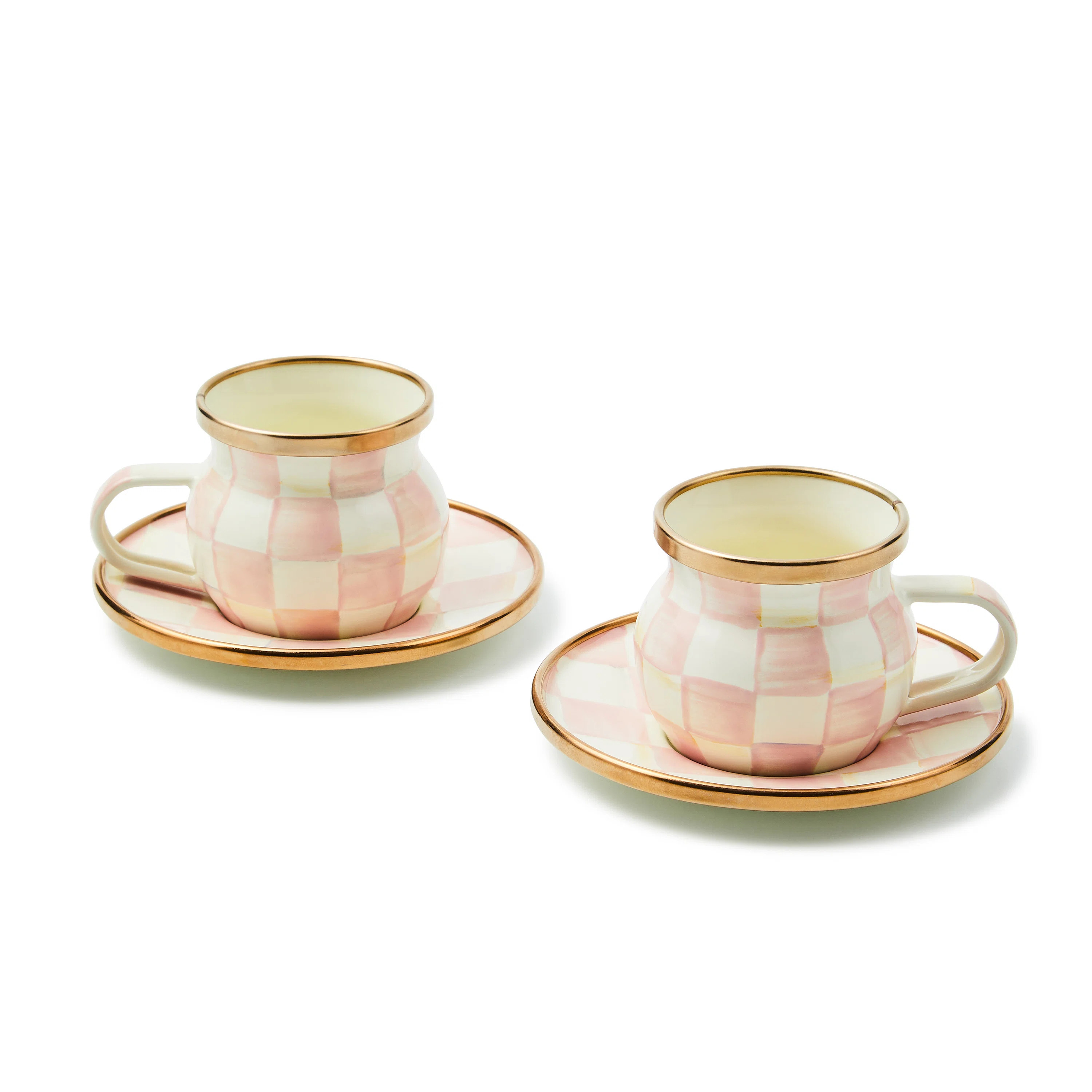 Rosy Check Espresso Cup & Saucer Set (Set of 2) | Wayfair North America