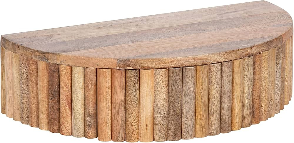 Kate and Laurel Reid Modern Ribbed Wooden Floating Side Table with Storage Drawer for Use as Bedr... | Amazon (US)